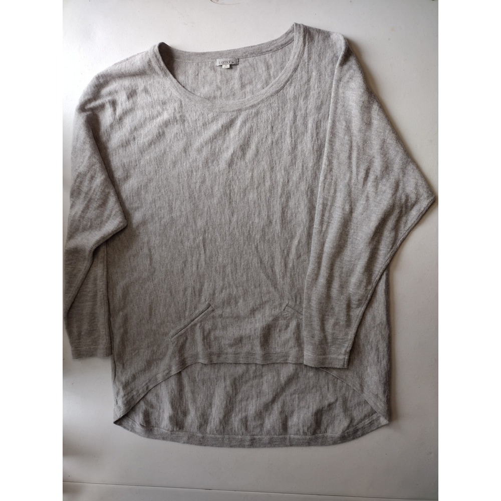 Lemon Gray Alpaca Blend High Low Knit Pullover Sweater‎ Size M Scoop Neck Pocket